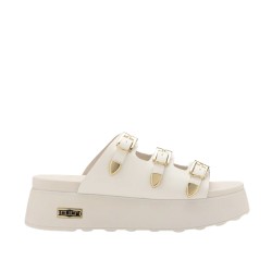 CULT JANIS 4739 W LEATHER Sandali Donna Con Fibbie Metalliche Regolabili Off White 