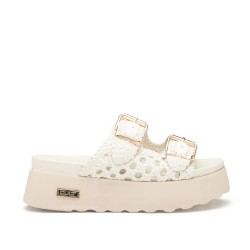 CULT JANIS 4740 W LEATHER Sandali Donna Con Fibbie Metalliche Regolabili Off White 