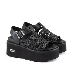 CULT NANCY 4749 W LEATHER Sandali Platform Donna Con Fibbia Regolabile Black  2