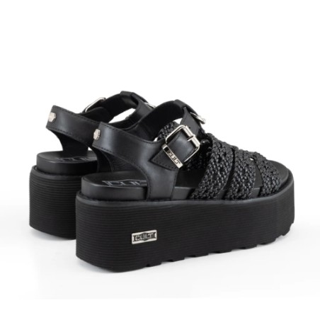 CULT NANCY 4749 W LEATHER Sandali Platform Donna Con Fibbia Regolabile Black 