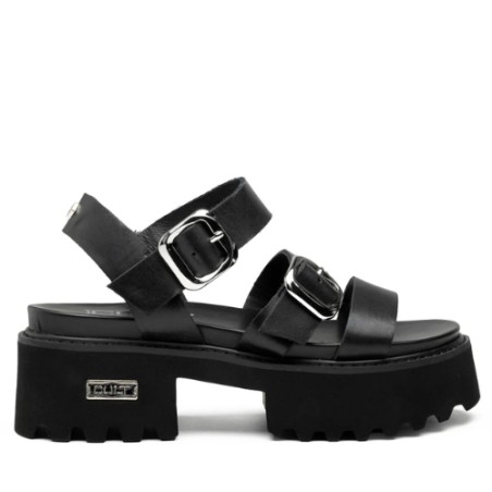 CULT CHER 4536 W LEATHER Sandali Platform Donna Con Fibbia Regolabile Black 