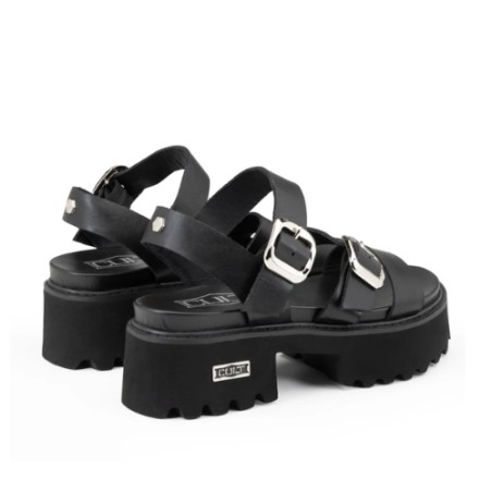 CULT CHER 4536 W LEATHER Sandali Platform Donna Con Fibbia Regolabile Black 