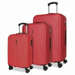 Roll Road FORMENTERA 5399427 Set 3 Trolley Grande Medio Cabina 4 Ruote Rigido Rosso Granate