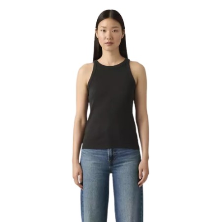 Levi's A3381 Women's Canotta Essential Racer Slim Fit in Cotone Nero