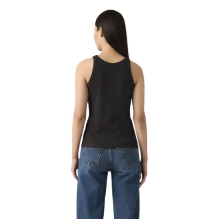 Levi's A3381 Women's Canotta Essential Racer Slim Fit in Cotone Nero