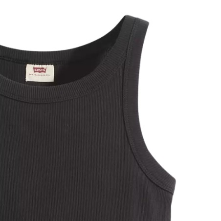 Levi's A3381 Women's Canotta Essential Racer Slim Fit in Cotone Nero