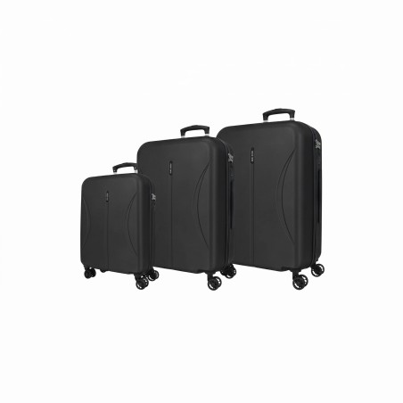 Roll Road FORMENTERA 5399421 Set 3 Trolley Grande Medio Cabina 4 Ruote Rigido Black
