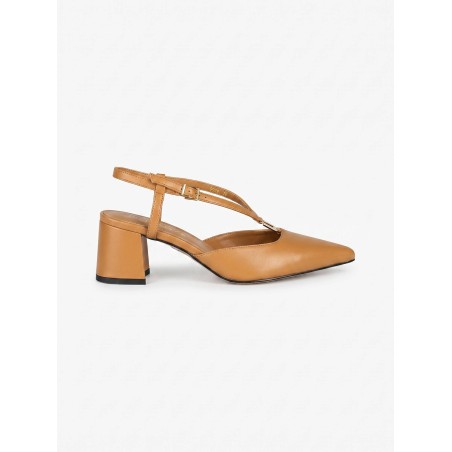 Laura Biagiotti 9679 Scarpe Donna Decollete Slingback Tacco Medio Cognac