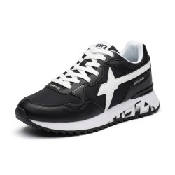 W6YZ 1A18 Just Say Wizz YAK-M Sneaker Uomo Stringate Pelle Nylon Black White