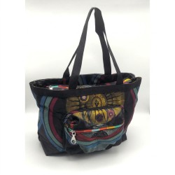 Gattinoni Easy Chic BIGYE8071WIAK01 Shopping Bag Nylon Planetario Classic Black Print