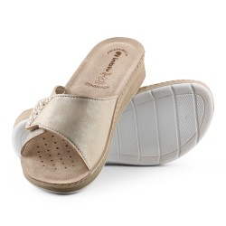 INBLU FC64 Ciabatte Donna con Strass Fascia Larga a Strappo Regolabile Sabbia 2