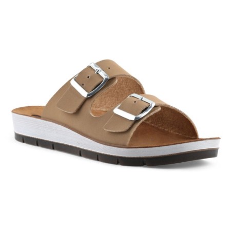 INBLU CP56 Ciabatte Donna con Doppia Fascia con Fibbia Regolabile Moka