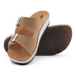 INBLU CP56 Ciabatte Donna con Doppia Fascia con Fibbia Regolabile Moka 2