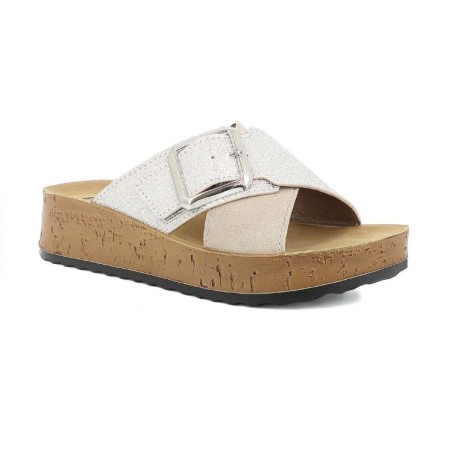 INBLU PK46 Ciabatte Donna Platform con Maxi Fasce Incrocio Regolabile Bianco