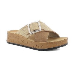 INBLU PK46 Ciabatte Donna Platform con Maxi Fasce Incrocio Regolabile Platino