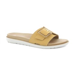 INBLU SF08 Ciabatte Donna Dual Density Fascia Larga con Fibbia Regolabile Giallo