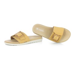 INBLU SF08 Ciabatte Donna Dual Density Fascia Larga con Fibbia Regolabile Giallo 2