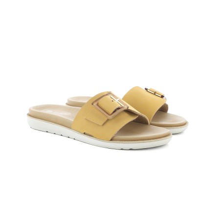 INBLU SF08 Ciabatte Donna Dual Density Fascia Larga con Fibbia Regolabile Giallo