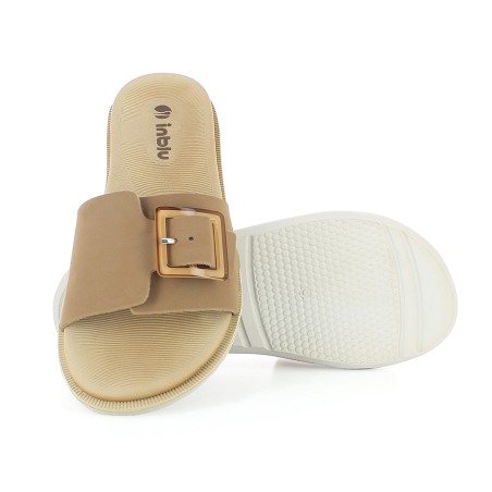INBLU SF08 Ciabatte Donna Dual Density Fascia Larga con Fibbia Regolabile Moka