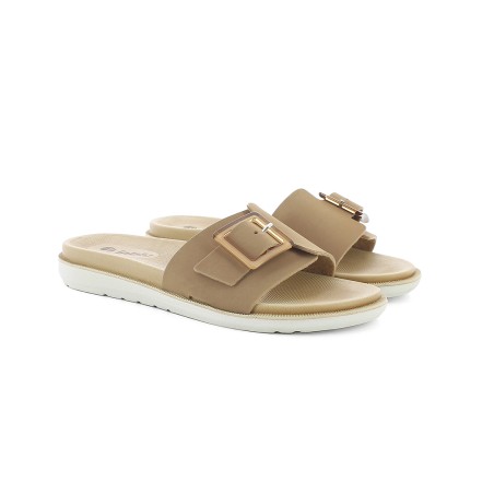 INBLU SF08 Ciabatte Donna Dual Density Fascia Larga con Fibbia Regolabile Moka