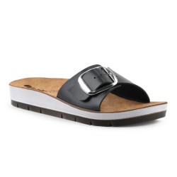 INBLU CP55 Ciabatte Donna con Fascia Larga con Fibbia Regolabile Nero