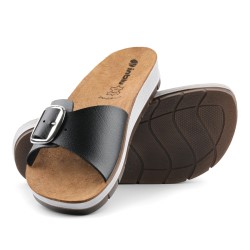 INBLU CP55 Ciabatte Donna con Fascia Larga con Fibbia Regolabile Nero 2