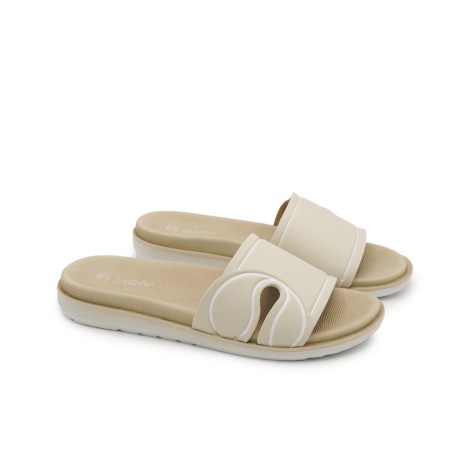 INBLU SF01 Ciabatte Donna Dual Density Fascia Larga Logo Natural