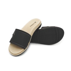 INBLU SF01 Ciabatte Donna Dual Density Fascia Larga Logo Nero 2