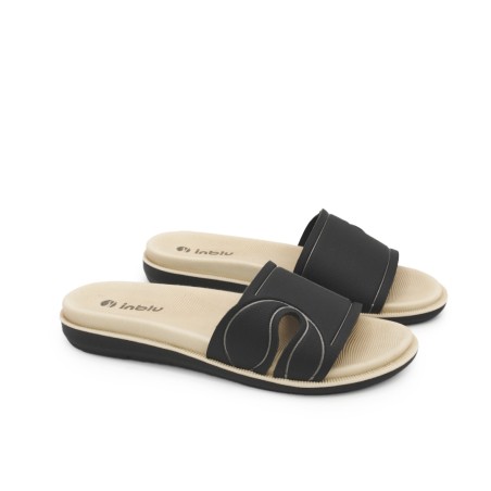 INBLU SF01 Ciabatte Donna Dual Density Fascia Larga Logo Nero