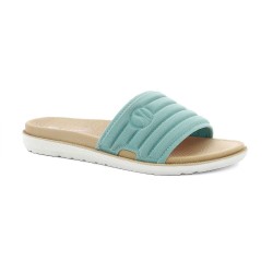 INBLU SF06 Ciabatte Donna Dual Density Fascia Larga Logo Azzurro