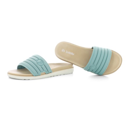INBLU SF06 Ciabatte Donna Dual Density Fascia Larga Logo Azzurro
