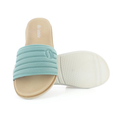 INBLU SF06 Ciabatte Donna Dual Density Fascia Larga Logo Azzurro