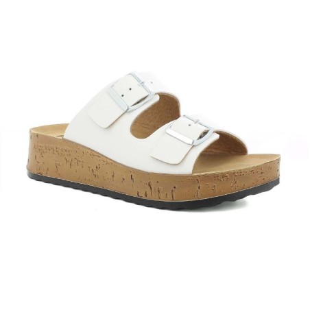 INBLU PK44 Ciabatte Donna Platform con Doppia Fascia Regolabile Bianco