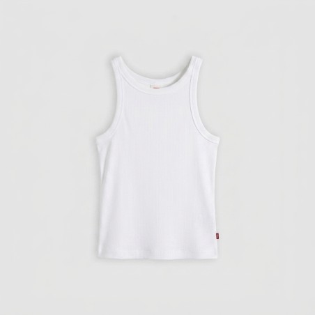 Levi's A3381-0000 Women's Canotta Essential Racer Slim Fit in Cotone Bianco