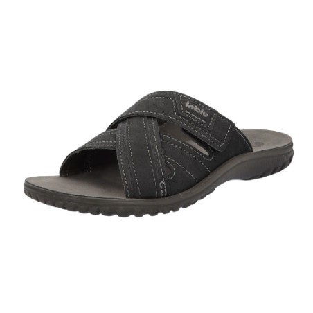Inblu FN114 Ciabatta Uomo Doppia Fascia Incrocio a Strappo Nero
