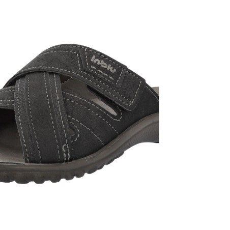 Inblu FN114 Ciabatta Uomo Doppia Fascia Incrocio a Strappo Nero