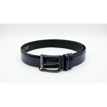 GC LUXURY 035 Cintura Vernice Uomo 4 cm in Vera Pelle Blu