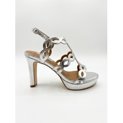 Myrel 11021 Scarpe Donna Sandali Tacco Alto con Plateau Argento
