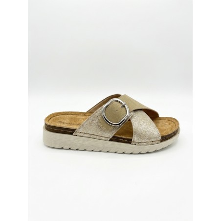 Riposella MARZIA WC01BX Ciabatta Donna con Fascia a Incrocio Regolabile Beige