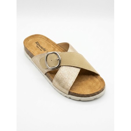 Riposella MARZIA WC01BX Ciabatta Donna con Fascia a Incrocio Regolabile Beige