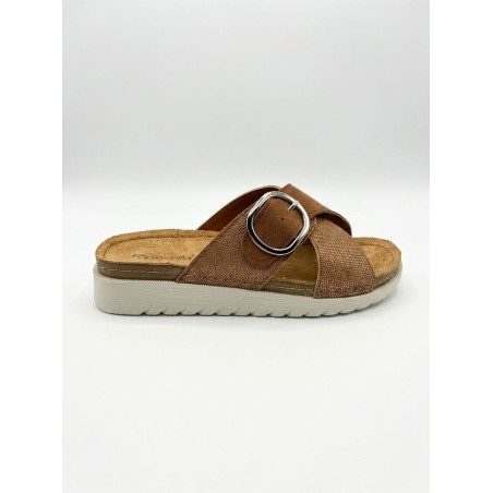 Riposella MARZIA WC01BX Ciabatta Donna con Fascia a Incrocio Regolabile Camel
