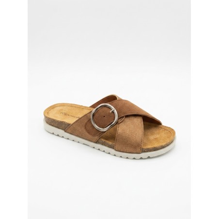Riposella MARZIA WC01BX Ciabatta Donna con Fascia a Incrocio Regolabile Camel