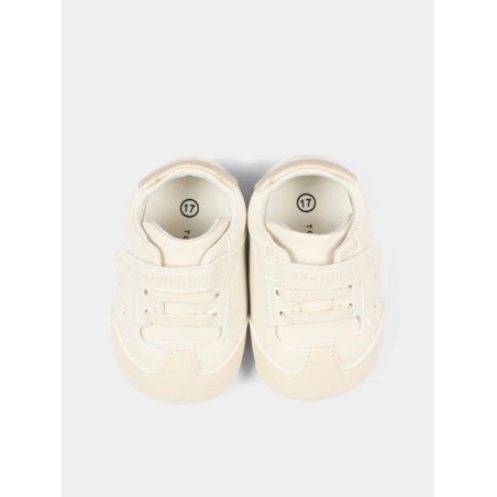 Tommy Hilfiger T0A9 Sneakers Neonato Con Lacci Elastici e Strappo Latte/Platino