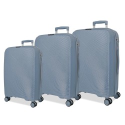 Roll Road ORBIT 5499422 Set 3 Trolley Grande Medio Cabina 4 Ruote Rigido Light Blue