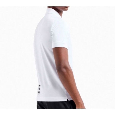 EA7 8NPF14PJVQZ Polo Uomo In Jersey Di cotone Stretch Con Logo Stampato Bianco