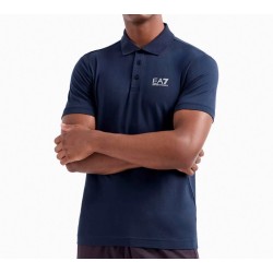 EA7 8NPF14PJVQZ Polo Uomo In Jersey Di cotone Stretch Con Logo Stampato Blu
