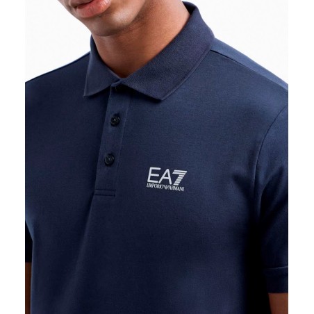 EA7 8NPF14PJVQZ Polo Uomo In Jersey Di cotone Stretch Con Logo Stampato Blu