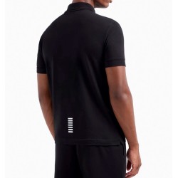 EA7 8NPF14PJVQZ Polo Uomo In Jersey Di cotone Stretch Con Logo Stampato Nero 2