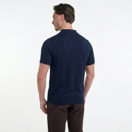 Cavani TURIN Polo Uomo Slim-Fit Manica Corta Scollo a V Blu