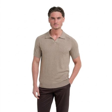 Cavani TURIN Polo Uomo Slim-Fit Manica Corta Scollo a V Marrone